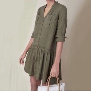 Anthropologie Maeve Green Drop Waist dress